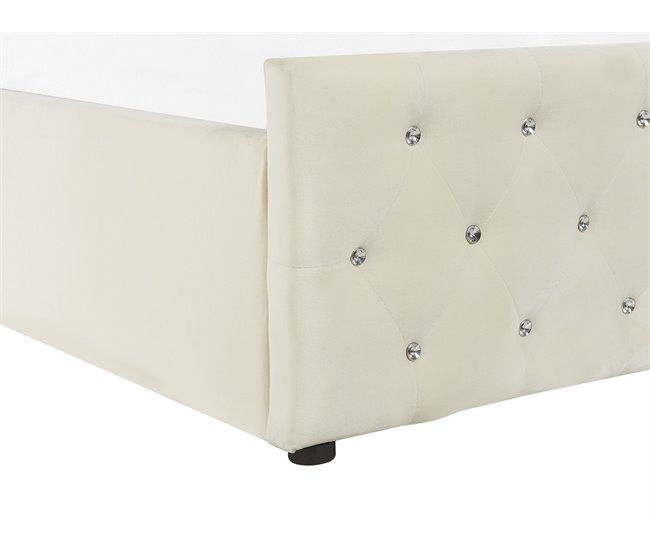Beliani Cama con somier Terciopelo AMIENS 151x217 Beige