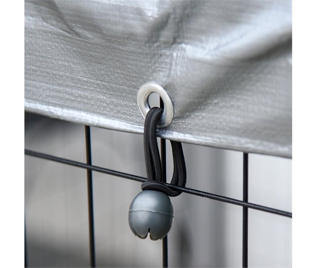Perrera de Exterior Metal, PE PawHut Negro