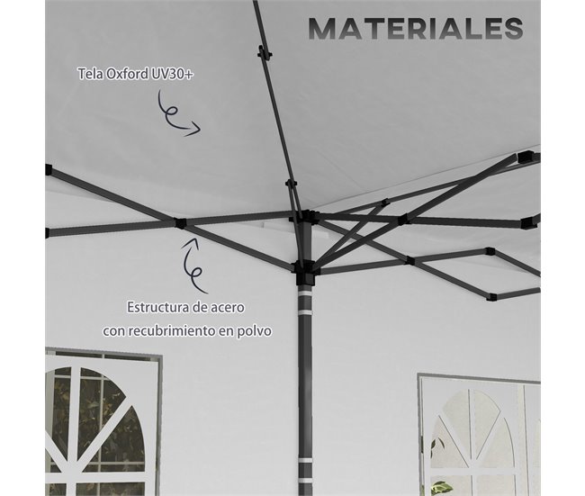 Carpa Plegable Acero, Tela Oxford Outsunny Blanco
