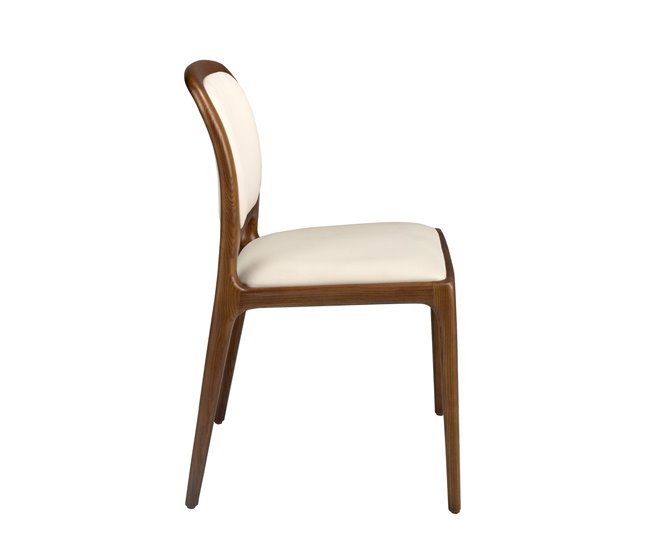 ANGEL CERDA Silla polipiel crema Nogal