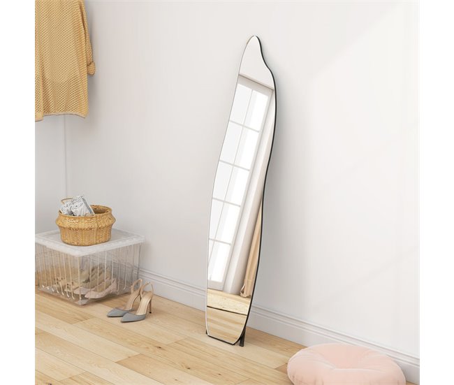 Espejo Cuerpo Entero Metal, Vidrio Templado HOMCOM Transparente