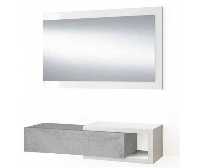 Recibidor Moon con 1 cajón y Espejo 95 Gris