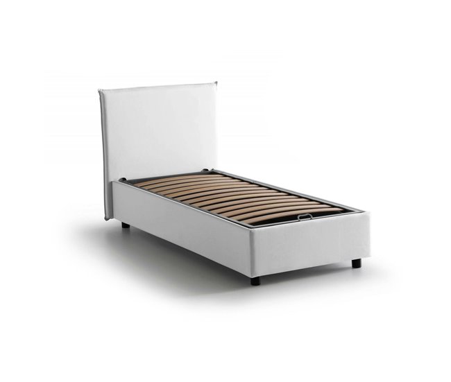 Cama individual en tela Blanco