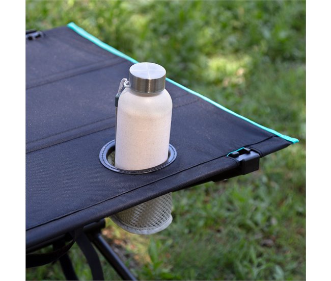 Aktive Mesa camping plegable con portavasos Negro