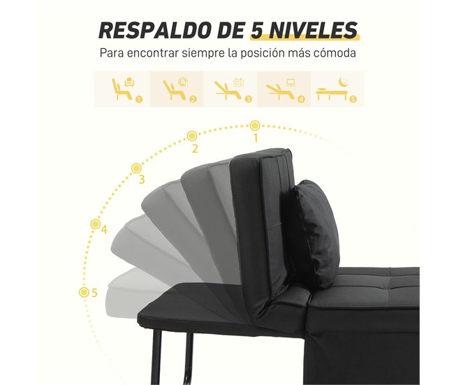 Sofá Cama Lino, Espuma HOMCOM, hogar - sofás y butacas Negro