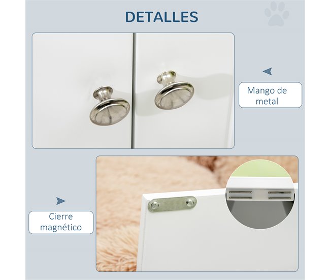 Comedero para Perros MDF, Acero Inoxidable PawHut Blanco
