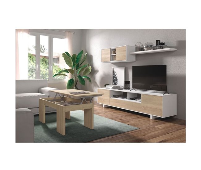 Mesa de centro elevable Kendra 100x50 Roble