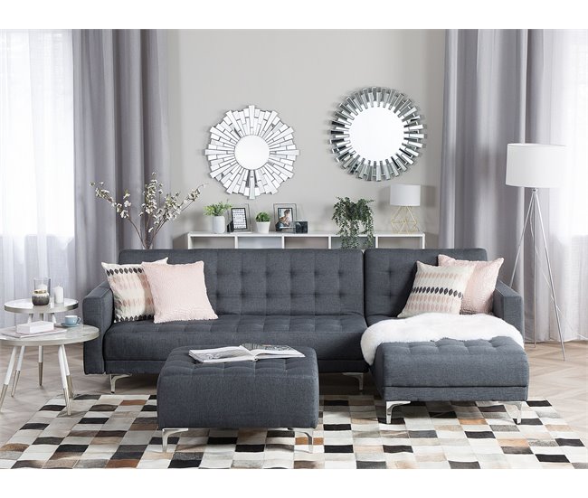 Beliani Sofá modular Poliéster ABERDEEN Gris Oscuro