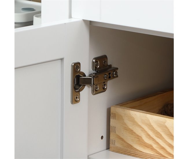 Aparador de Cocina MDF, Vidrio Templado HOMCOM 120 Blanco