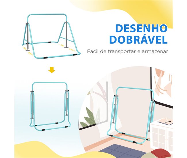 Barra de Gimnasia Acero HOMCOM, deportes y ocio - musculación Rosa