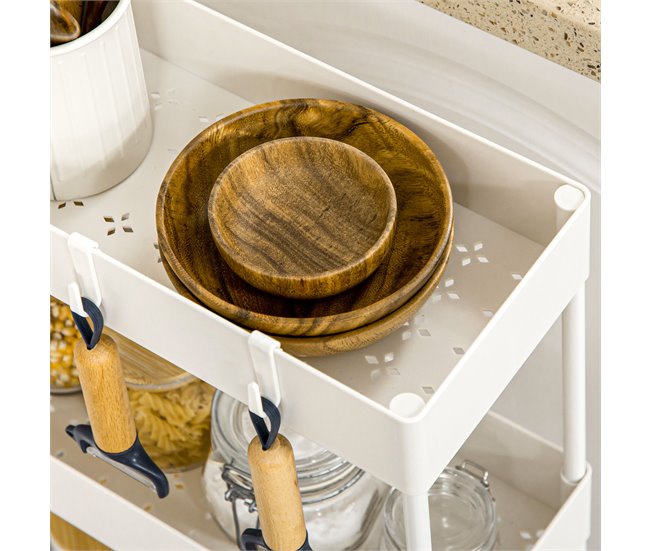 Carrito Auxiliar Acero, ABS HOMCOM, hogar Blanco