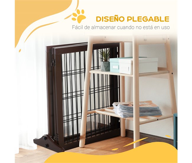 Barrera para Mascotas Madera de Pino PawHut Marron