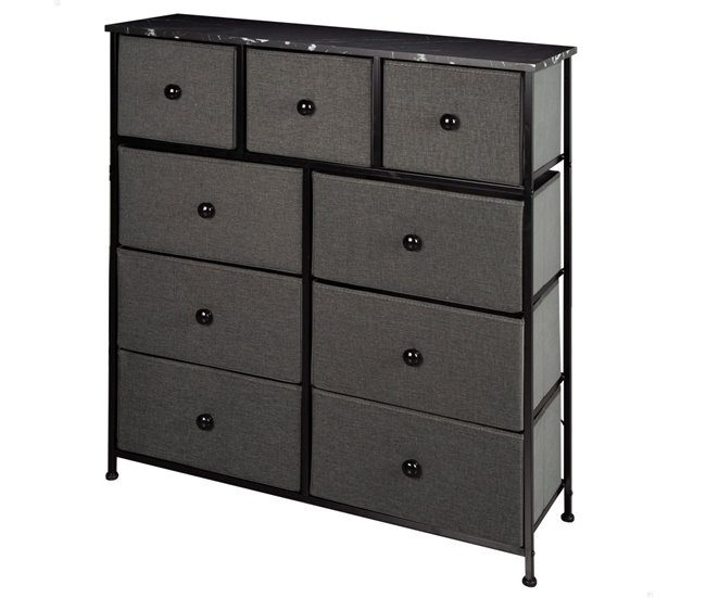 Max Home Cómoda 9 cajones de tela 100 Negro