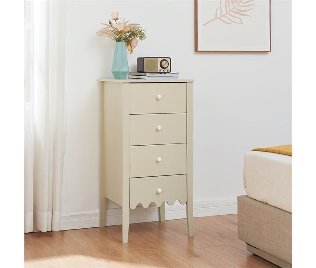 Cajonera Luspoo 4 cajones MDF [en.casa] Blanco