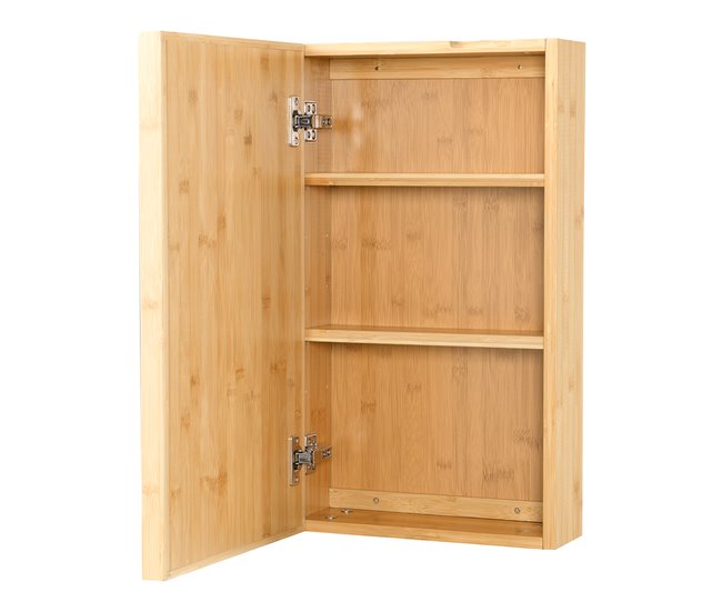 Mueble de pared para baño con espejo Ikorfat estantes ajustables Natural