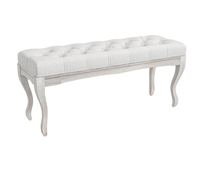Banco de Cama Poliéster, Madera de Caucho HOMCOM Crudo