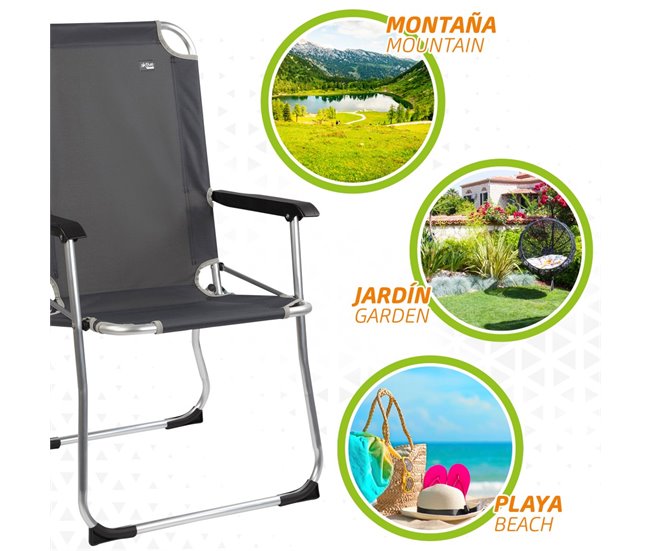 Silla plegable de aluminio fija Aktive Gris