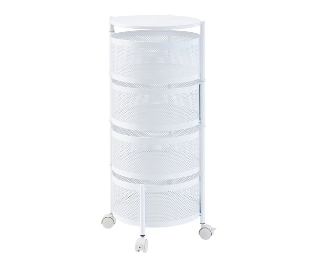 [en.casa] Carrito de cocina Steigen con 4 cestas redondas acero 33 Blanco