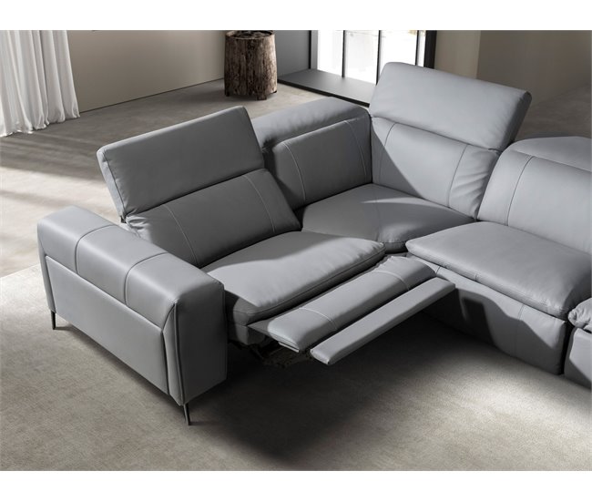 ANGEL CERDA Sofá chaise longue relax derecha piel gris Gris