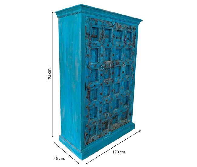 Armario de madera acabado artesanal Azul