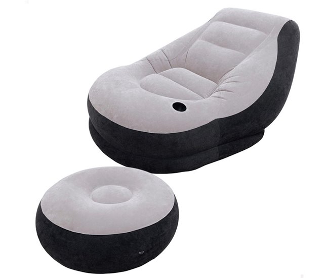 Sillón+reposapiés hinchables INTEX Gris