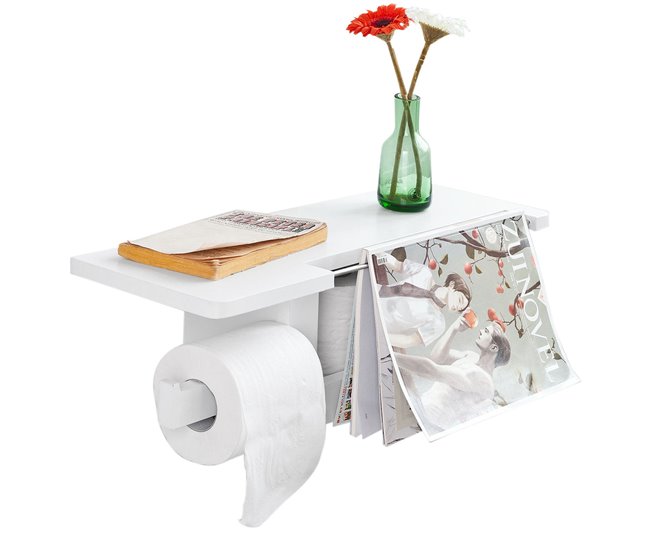 Portarrollos Papel Higiénico con soporte Teléfono FRG175-W SoBuy Blanco
