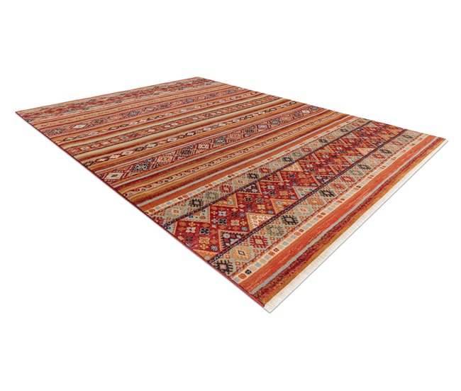 Alfombra KESHAN franjas oriental 7685/53578 80x145 Terracota