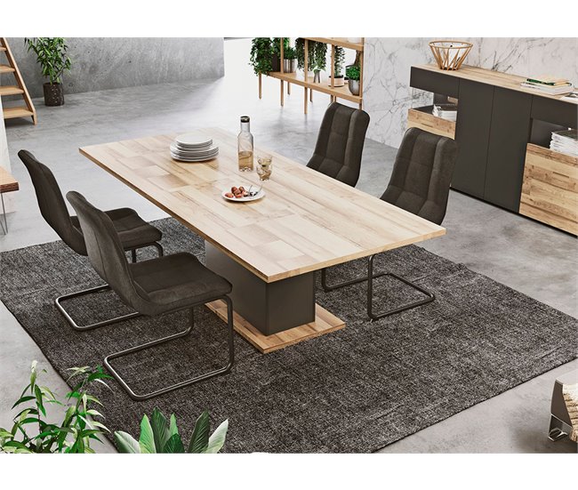 Mesa extensible SION color antracita y roble Negro/ Madera