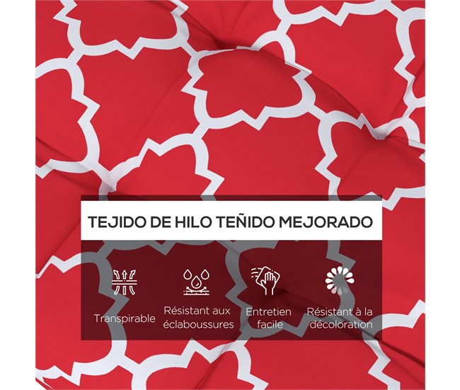 Cojines para Sillas Tela de Hilo Teñido Outsunny Rojo