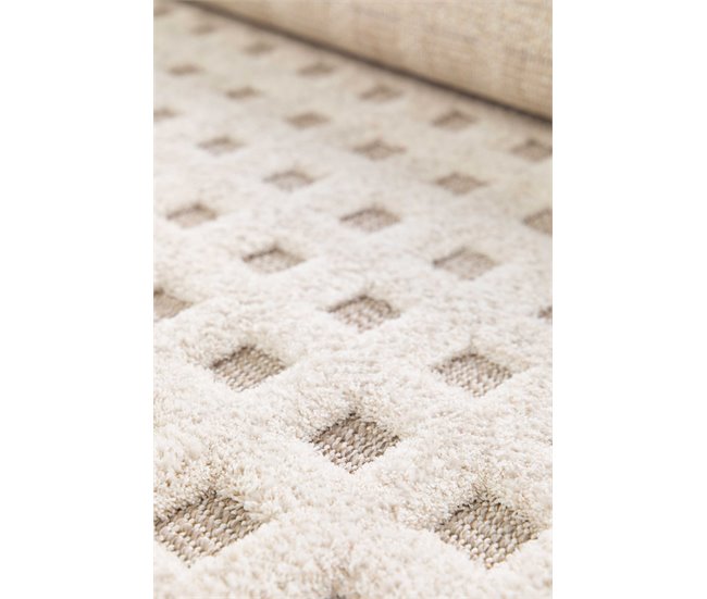 Alfombra diseño cuadros en relieve DIENA - ATTICGO 80x150 Blanco
