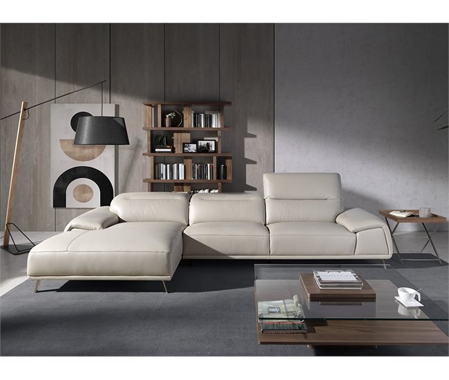 ANGEL CERDA Sofá chaise longue piel vacuno izquierda Gris