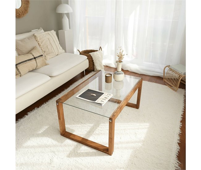 Mesa de centro de madeira 85x55 Marron