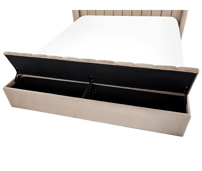 Beliani Cama con somier Terciopelo NOYERS 190x247 Beige