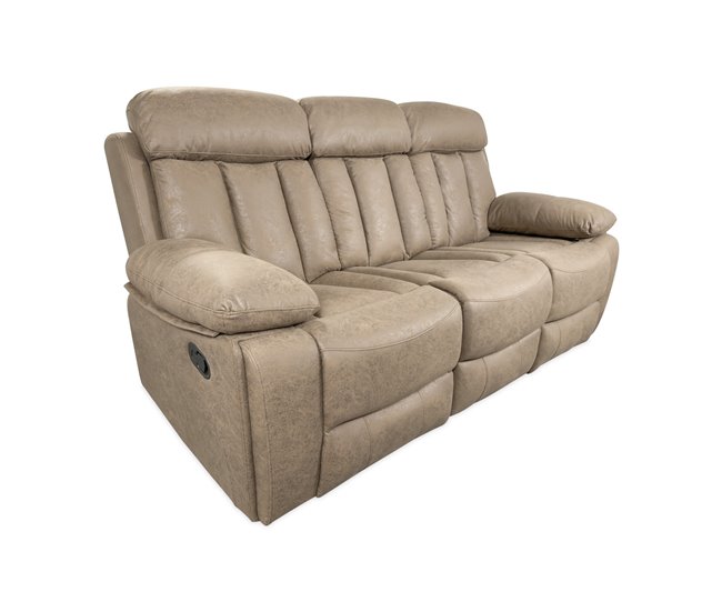 Sofá de 3 Plazas con Función Relax modelo Dublin Beige