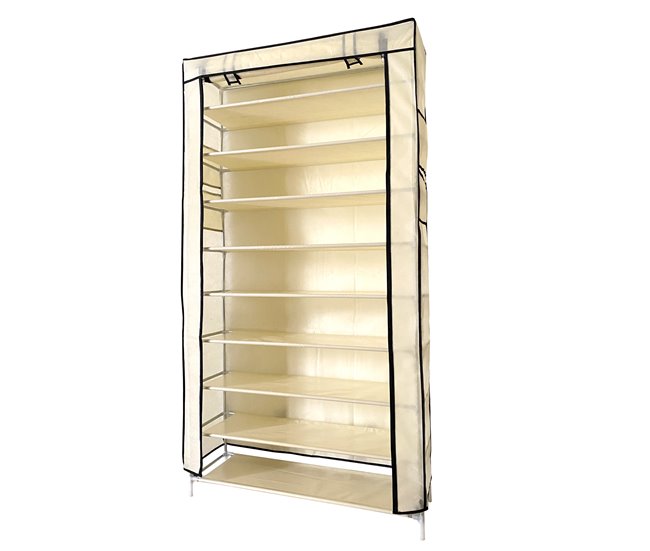 Armario Zapatero Tela con Puerta Cremallera Nyana Home  27 pares 88 Beige