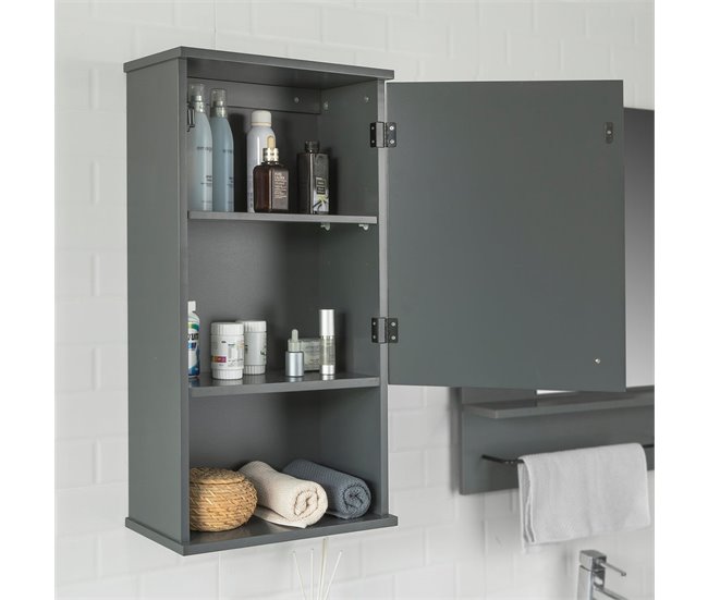 Armario de Pared con 3 estantes BZR25-DG SoBuy Gris Oscuro