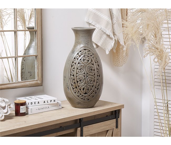 Beliani Jarrón decorativo MEGARA Gris