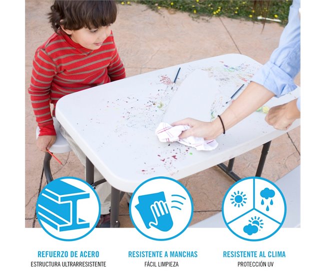Mesa plegable picnic ultrarresistente infantil LIFETIME 82,5 x 90 x 53,5 cm UV100 Crema