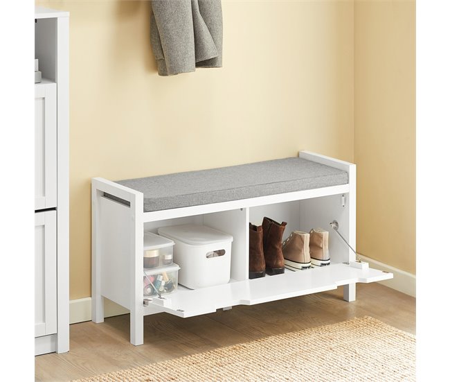 Zapatero Banco con 1 Puerta para Guardar y Ordenar FSR97-W SoBuy Blanco