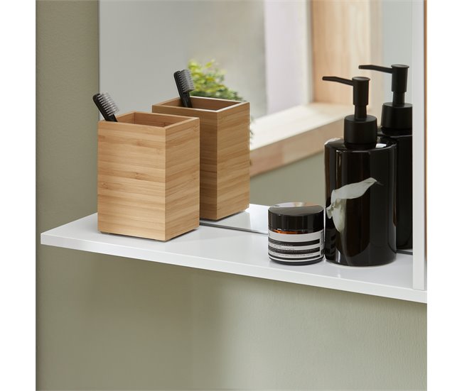 Armario de Pared con Espejo con Puerta BZR128-W SoBuy Blanco