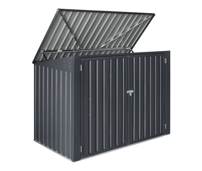 Cobertizo para 2 cubos de basura Grebin acero Gris Oscuro