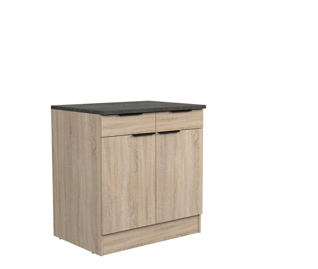 Módulo bajo FUMAY de 80cm con 1 cajón y 2 puertas Roble