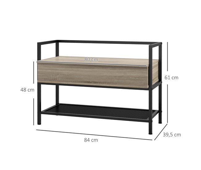 Banco Zapatero Melamina de Madera, Acero HOMCOM Marron