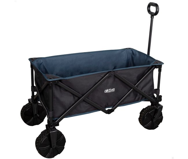 Carro plegable playa c/ruedas especial arena con carga 50 kg Aktive Negro