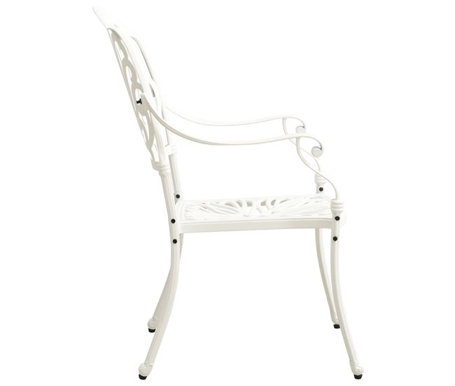 2 Sillas de jardín de aluminio fundido Blanco