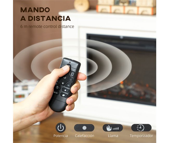 Chimenea Eléctrica MDF, Vidrio HOMCOM, hogar - climatización Blanco