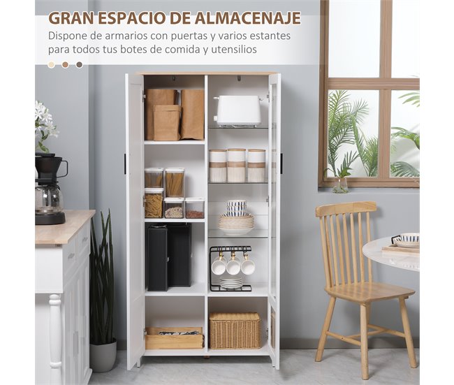 Alacena de Cocina Melamina de Madera HOMCOM, hogar - cocina Blanco