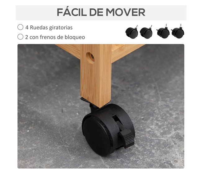 Cesto para Ropa Bambú, Lino HOMCOM Multicolor