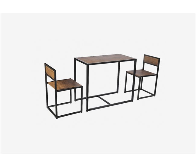 Conjunto DUO I mesa fija y 2 sillas de cocina Negro/ Madera