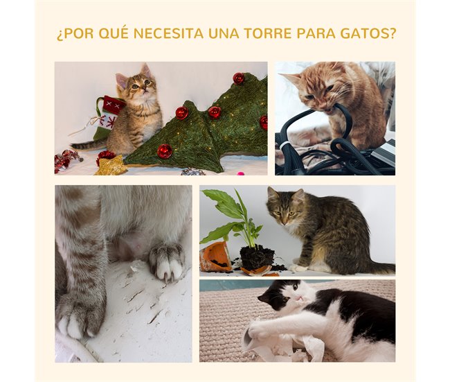 Árbol para Gatos Melamina, Cuerda de Sisal, Felpa PawHut Gris